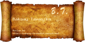 Baksay Tavaszka névjegykártya